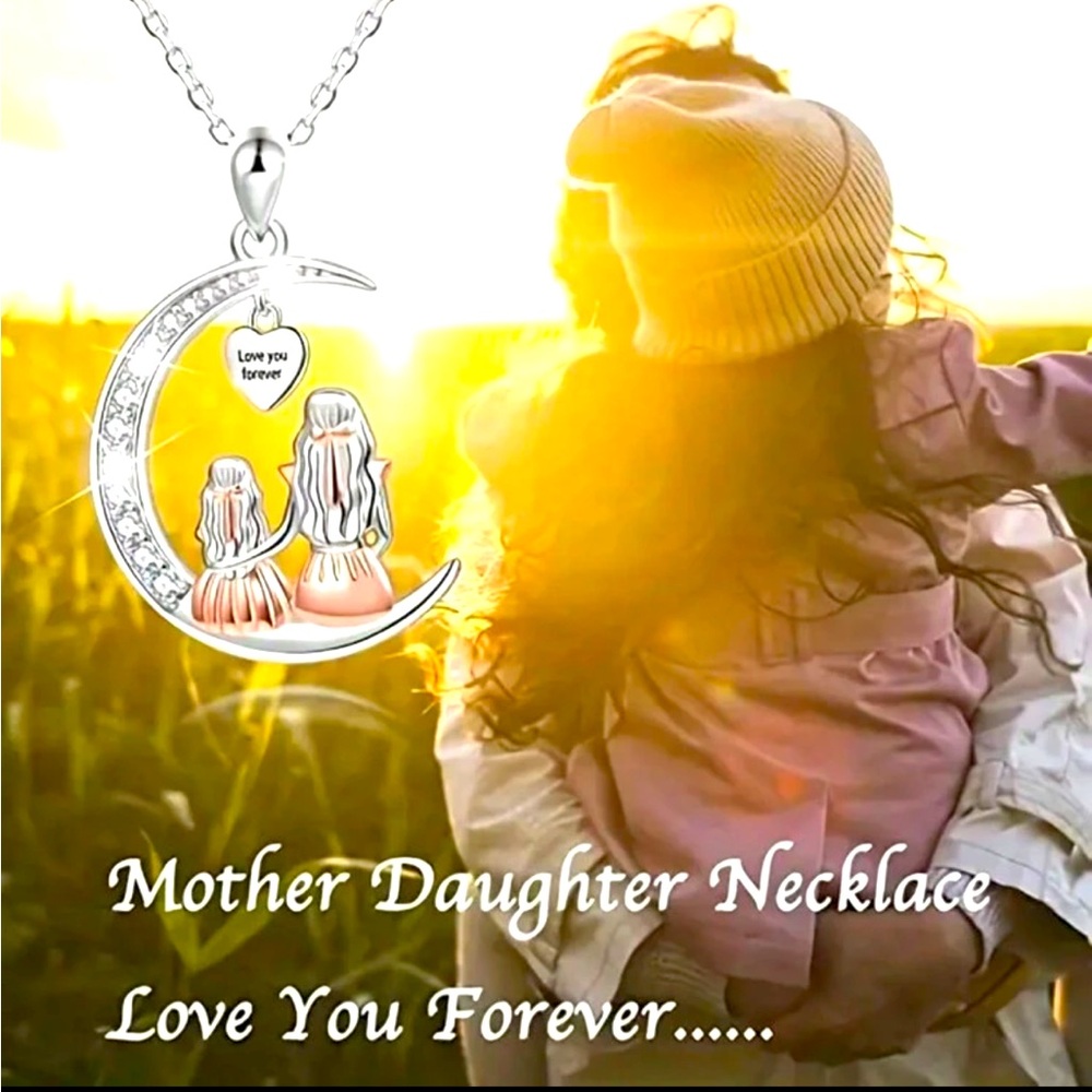 Silver and rose Gold Mother Daughter Necklace